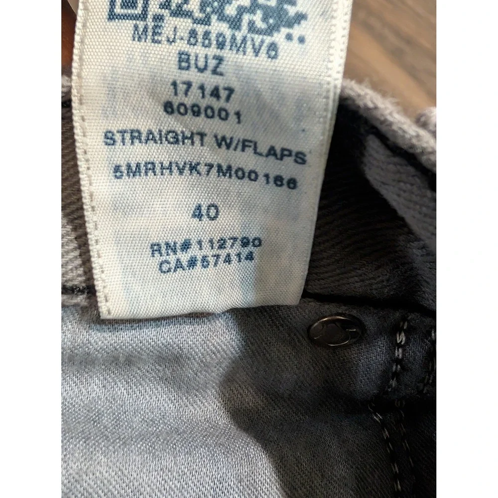 True Religion Straight W/Flaps Grey Marble Acid Wash Jeans Mens 40 Made in USA